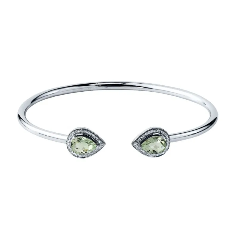 Auriya 1 3/4ct Pear-cut Green Amethyst Gold over Silver Bangle Bracelet with Diamond Accents sold by Zulily
