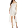 Morgan & Co. Women's Off the Shoulder Lace & Chiffon Overlay Gown in Ivory/Nude Size 11 sold by Zulily