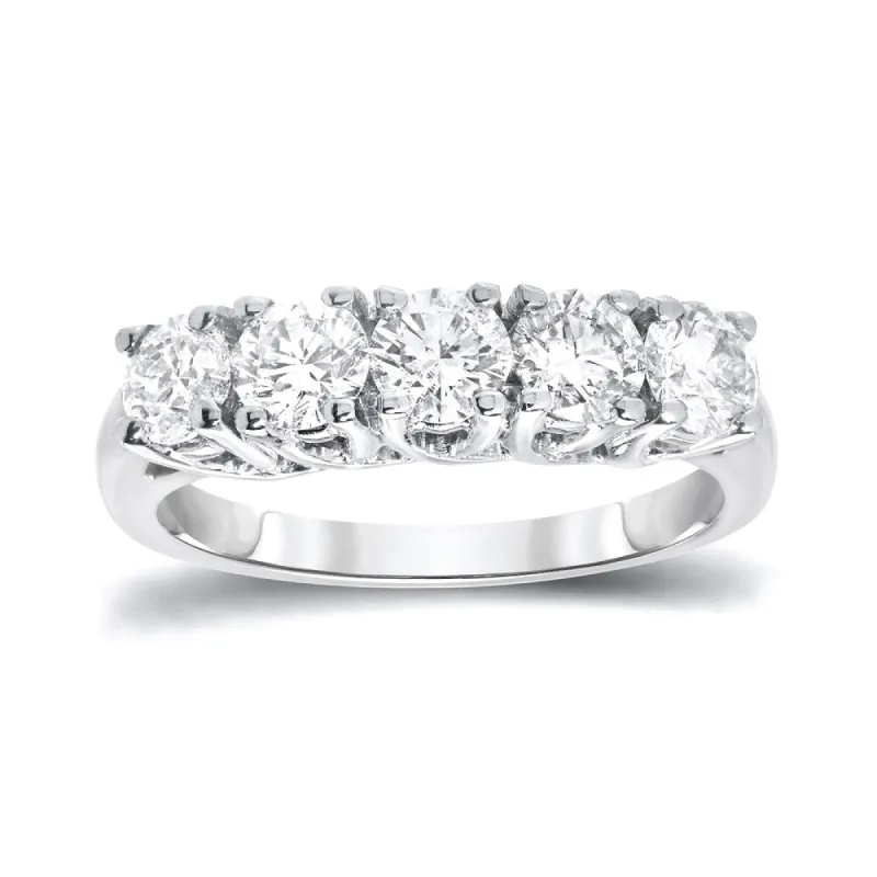 Auriya 14k Gold 1 1/2ctw 5-Stone Diamond Wedding Band sold by Zulily