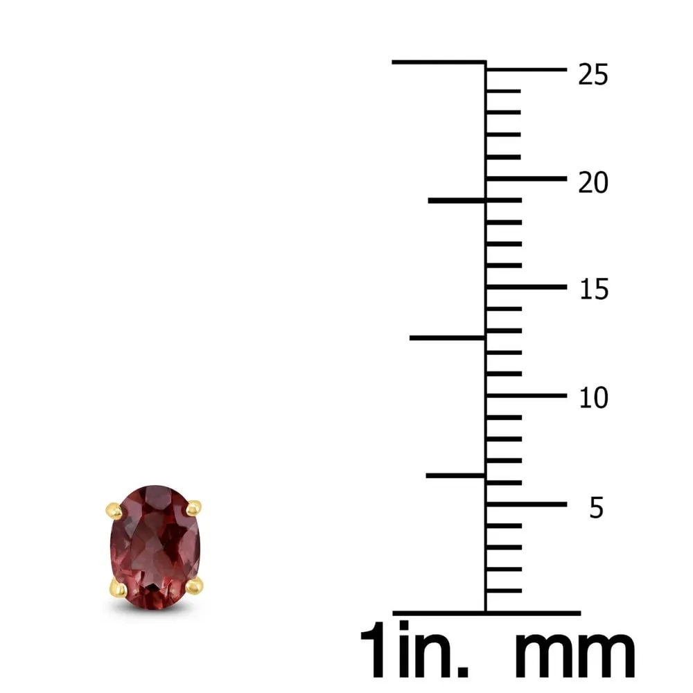 14K Yellow Gold 6x4MM Oval Garnet Earrings sold by Zulily product image thumbnail 2