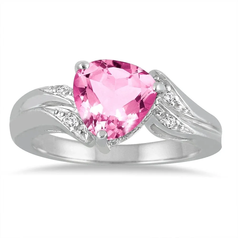 2 1/4 Carat Trillion Cut Pink Topaz and Diamond Ring in 10K White Gold sold by Zulily