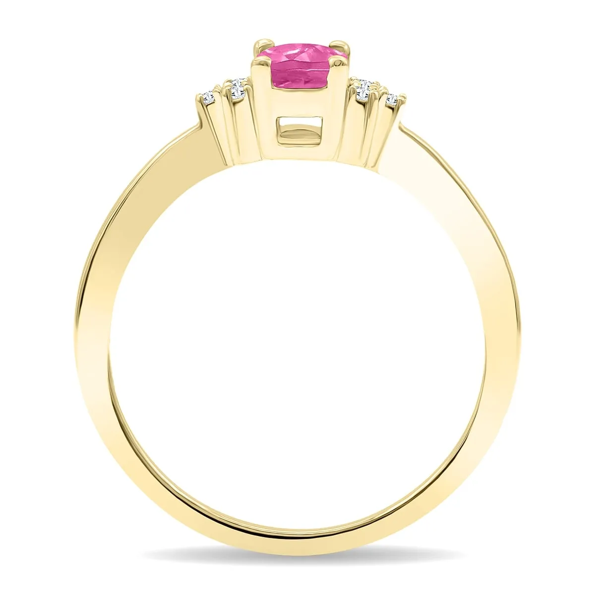 Women's Oval Shaped Pink Topaz and Diamond Half Moon Ring in 10K Yellow Gold sold by Zulily product image thumbnail 2