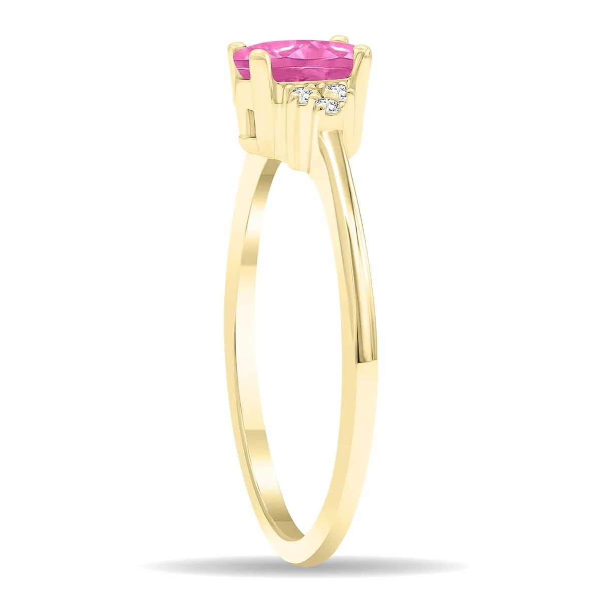Women's Oval Shaped Pink Topaz and Diamond Half Moon Ring in 10K Yellow Gold sold by Zulily product image thumbnail 3