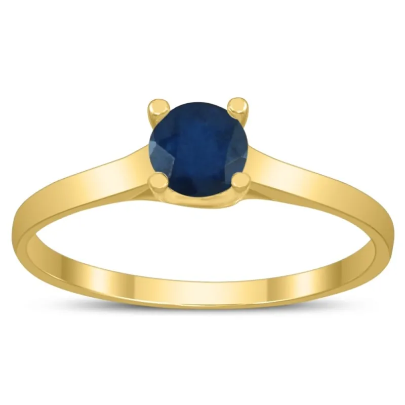 Round 4MM Sapphire Cathedral Solitaire Ring in 10K Yellow Gold sold by Zulily