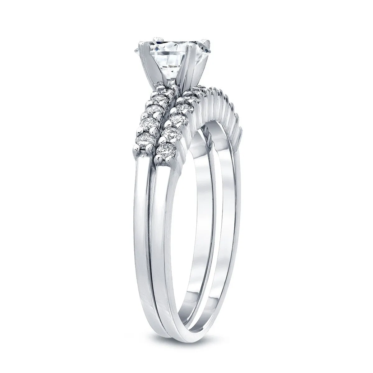 Auriya 14k Gold 1 4/5ctw Round Moissanite Engagement Ring Set sold by Zulily product image thumbnail 4