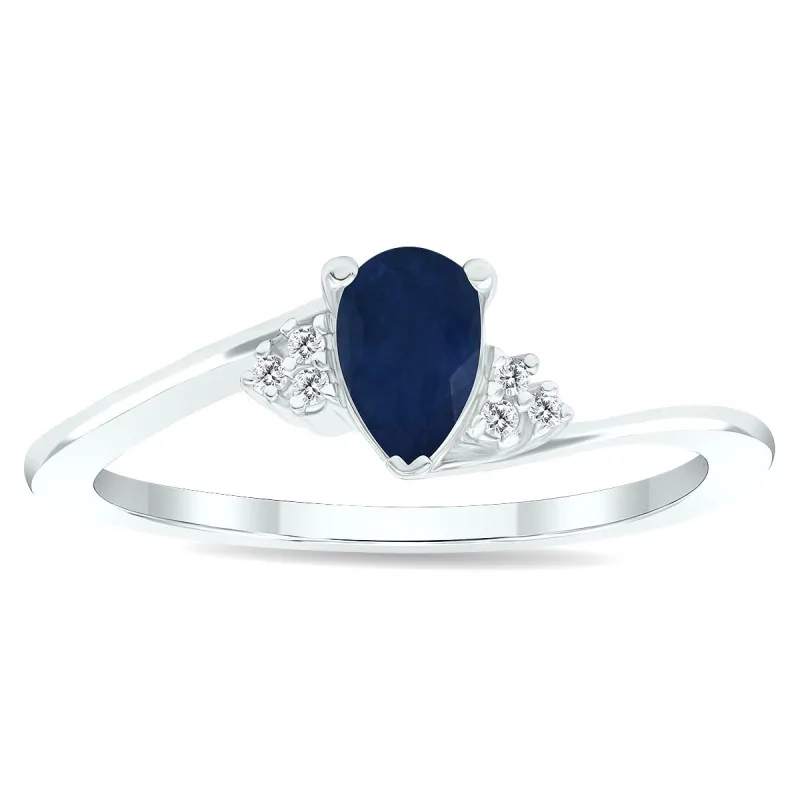 Women's Sapphire and Diamond Tierra Ring in 10K White Gold sold by Zulily