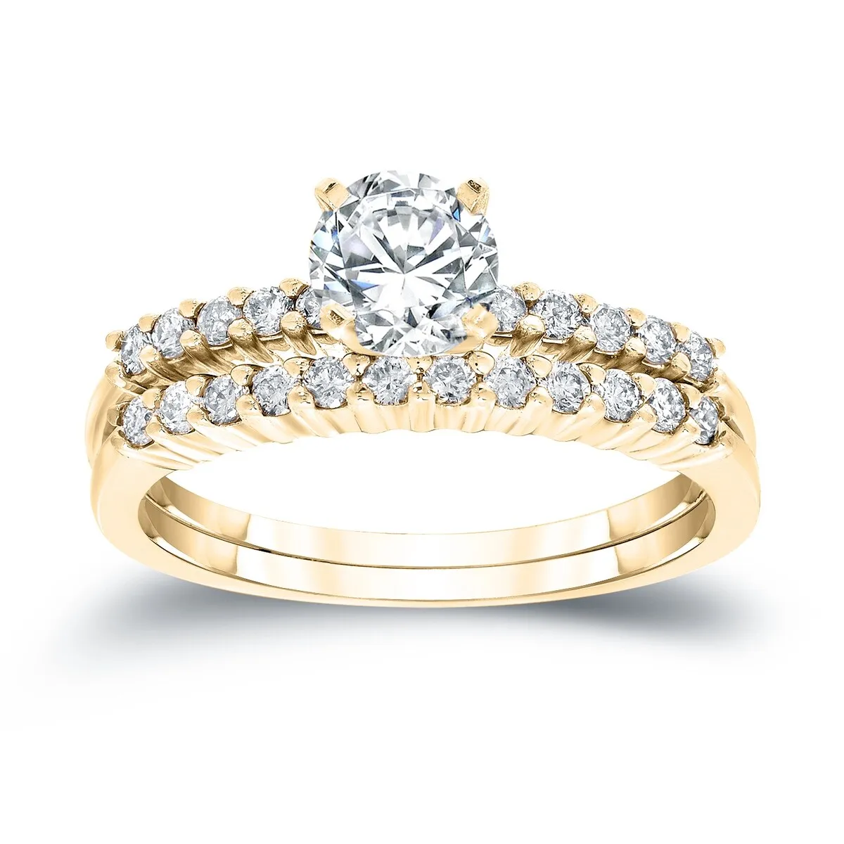 Auriya 14k Gold 1 4/5ctw Round Moissanite Engagement Ring Set sold by Zulily product image thumbnail 2