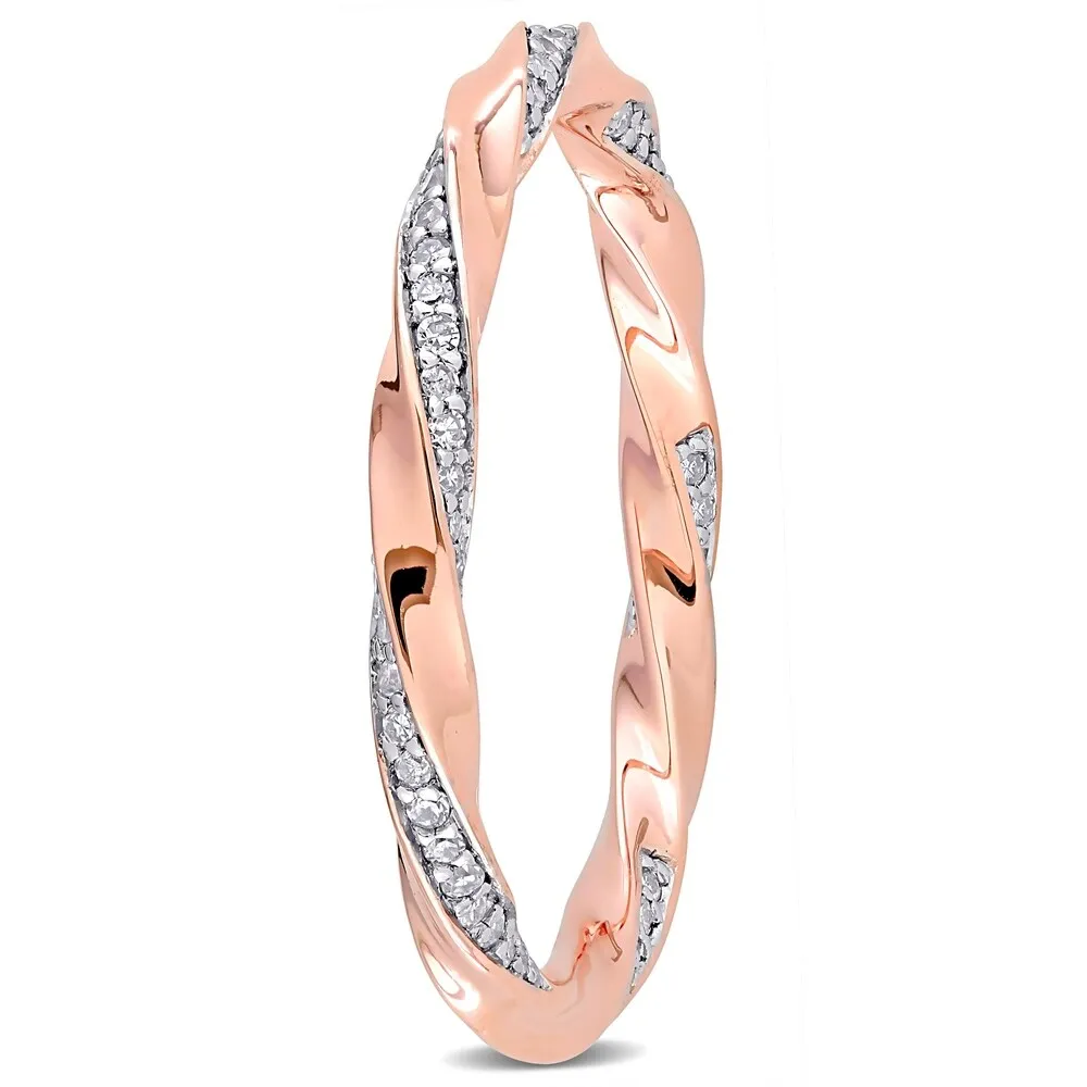 Miadora 10k Rose Gold 1/4ct TDW Diamond Twisted Stackable Eternity Band Ring sold by Zulily product image thumbnail 3