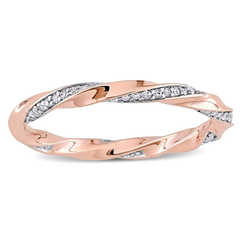 Miadora 10k Rose Gold 1/4ct TDW Diamond Twisted Stackable Eternity Band Ring sold by Zulily product image thumbnail 2