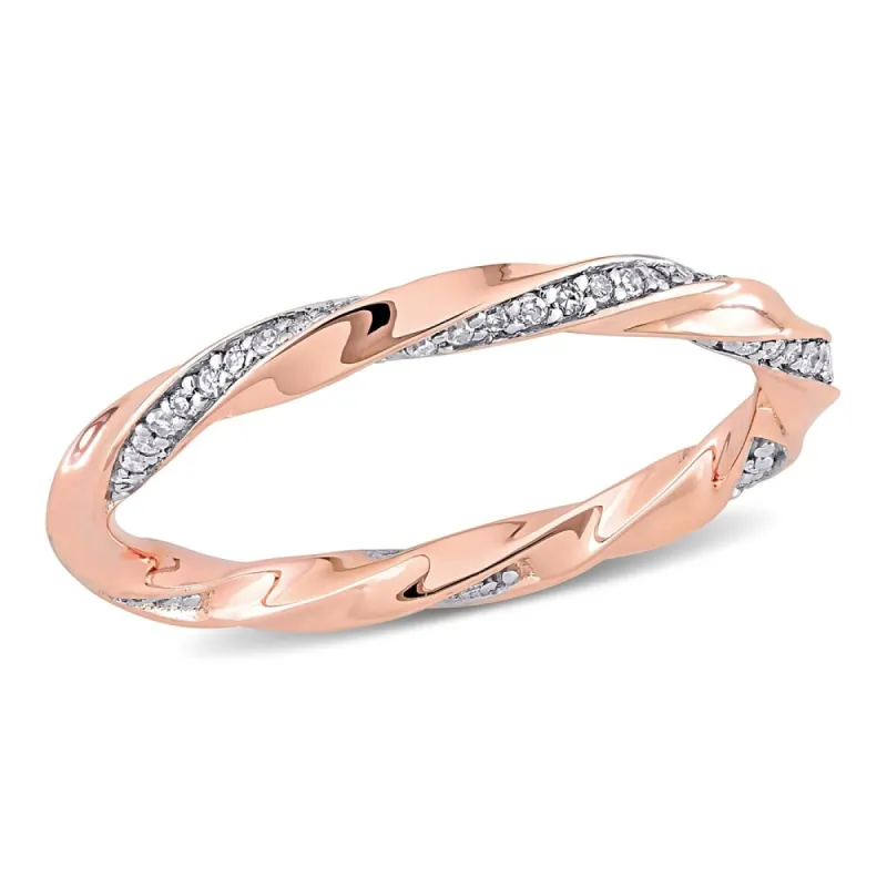 Miadora 10k Rose Gold 1/4ct TDW Diamond Twisted Stackable Eternity Band Ring sold by Zulily