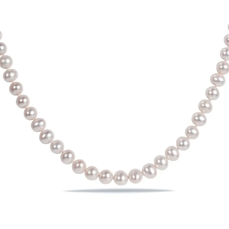 6-7 MM Cultured FW Pearl Necklace with Sterling Silver Fish-Eye Clasp by Miadora - 16 in x 7.7 mm sold by Zulily