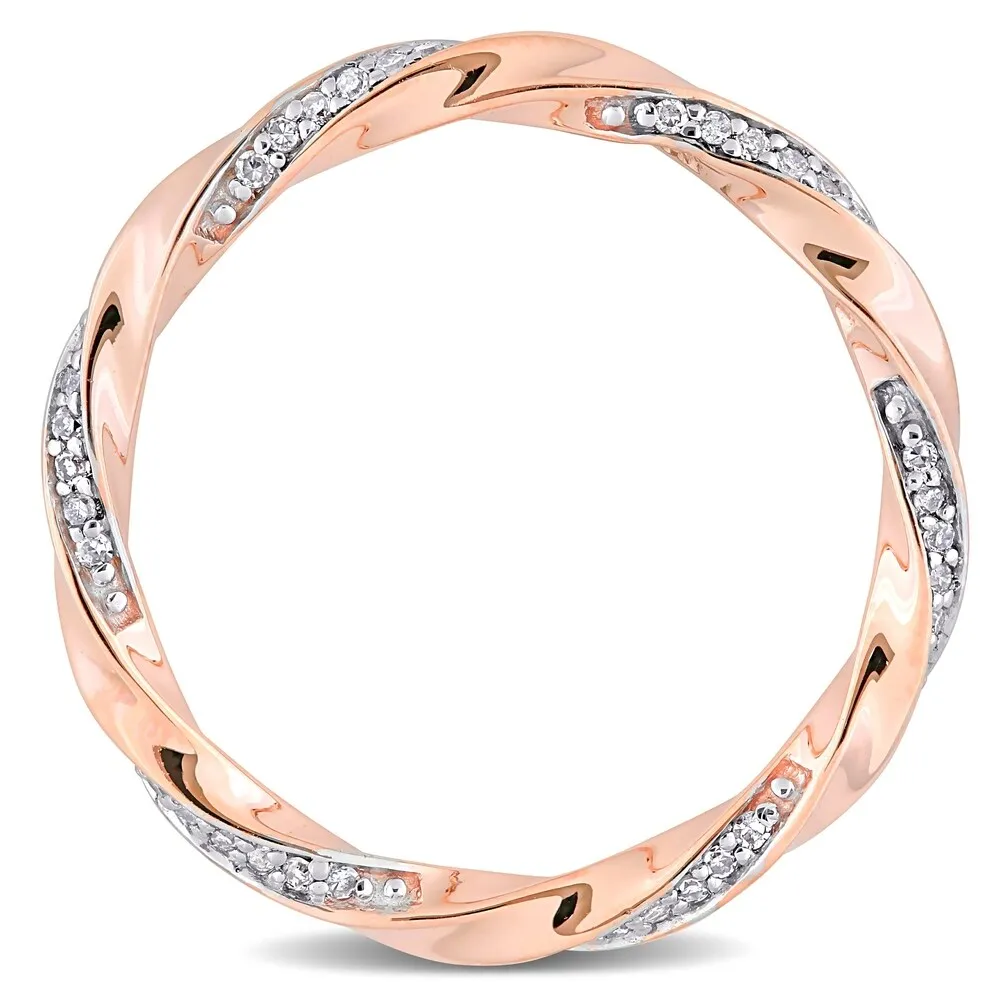 Miadora 10k Rose Gold 1/4ct TDW Diamond Twisted Stackable Eternity Band Ring sold by Zulily product image thumbnail 4