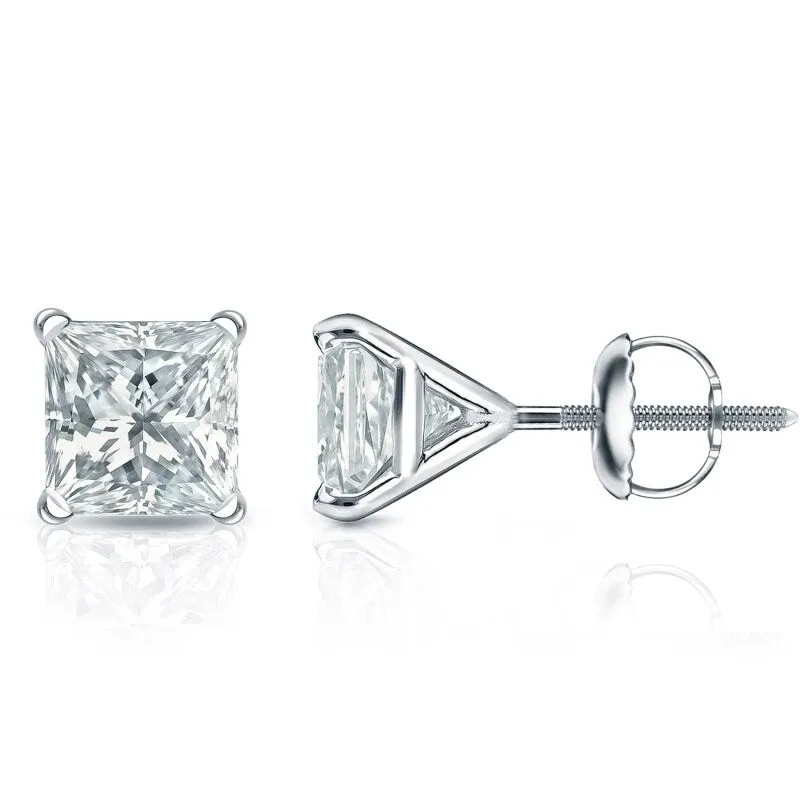 Auriya 18-karat Gold Lab Grown 6.00 carat TDW Princess Diamond Stud Earrings 4-Prong Martini Screw-back sold by Zulily product image thumbnail 5