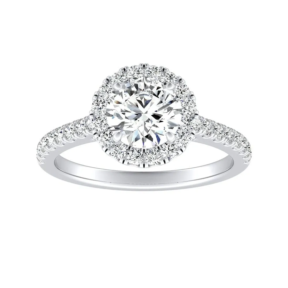 Auriya 14k Gold 3/4ct Moissanite Halo Diamond Engagement Ring 3/8ctw sold by Zulily product image thumbnail 2