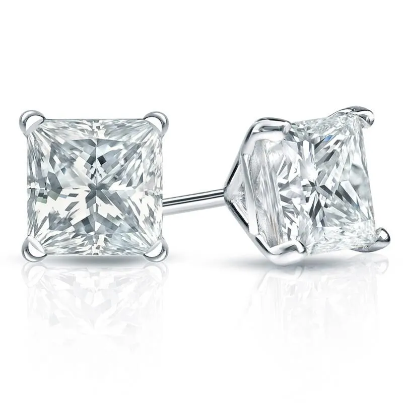 Auriya 18-karat Gold Lab Grown 6.00 carat TDW Princess Diamond Stud Earrings 4-Prong Martini Screw-back sold by Zulily
