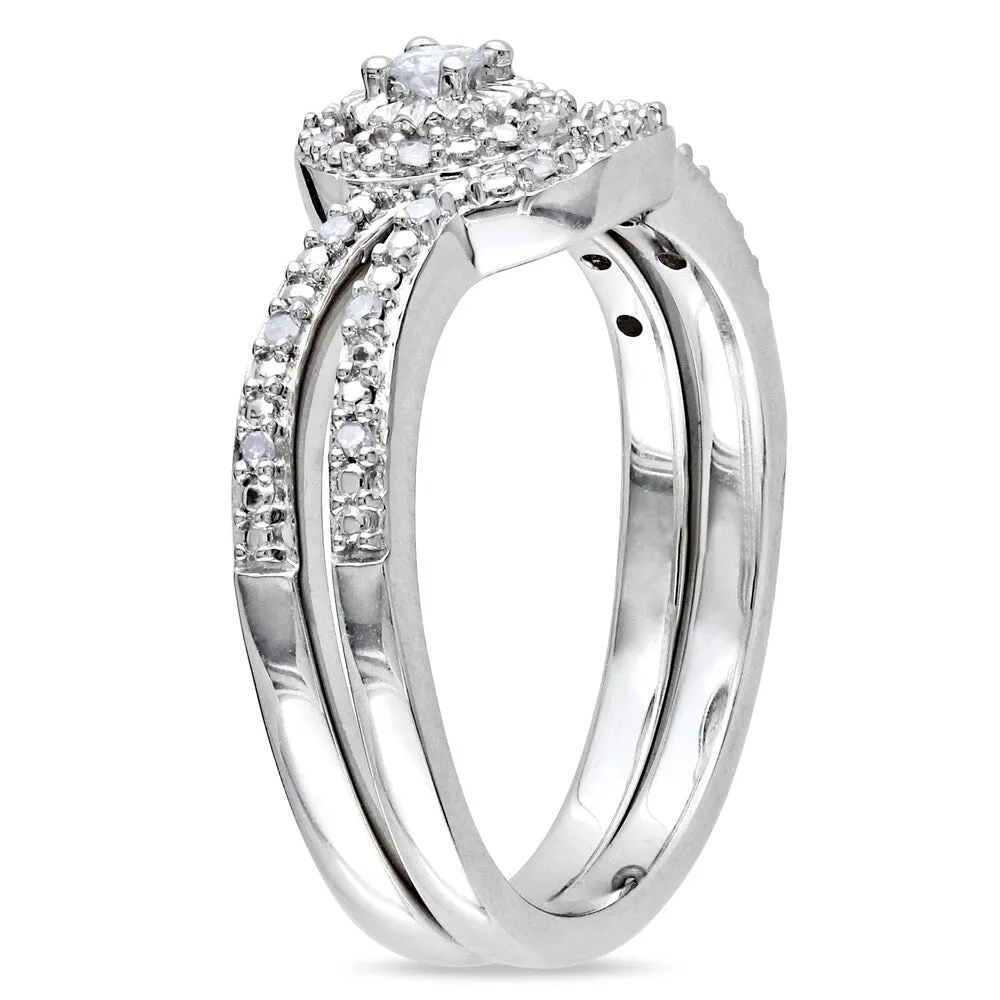 Miadora Sterling Silver 1/7ct TDW Diamond Bridal Ring Set sold by Zulily product image thumbnail 4