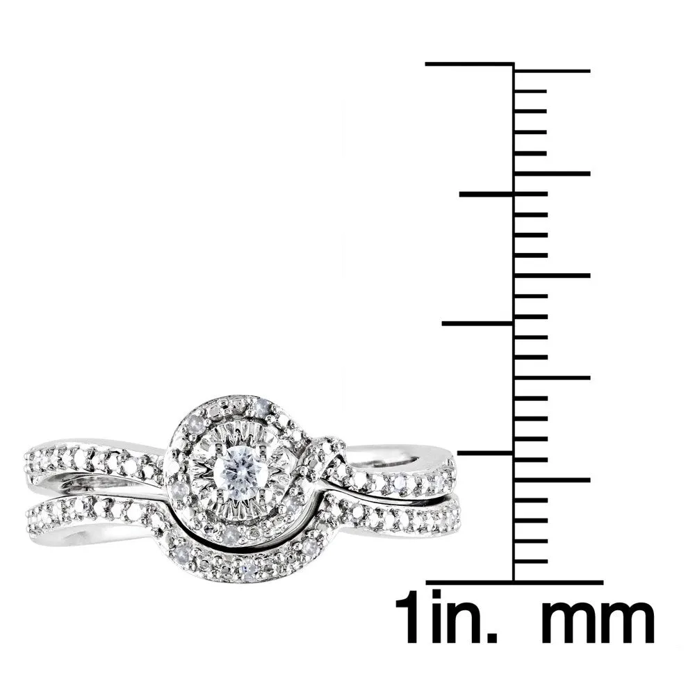Miadora Sterling Silver 1/7ct TDW Diamond Bridal Ring Set sold by Zulily product image thumbnail 5