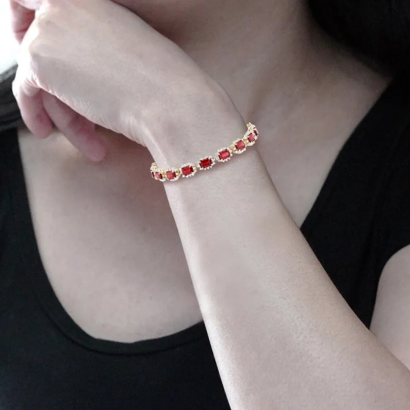 Auriya 14k Yellow Gold 13 7/8ct Ruby and 2 3/8ct TDW Diamond Bracelet - Red sold by Zulily