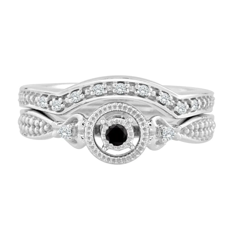 Auriya 1/4ctw Halo Black Diamond Engagement Ring and Wedding Band Set 14k Gold sold by Zulily product image thumbnail 4