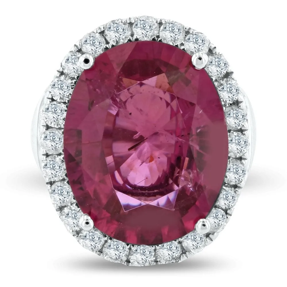 Auriya 14k White Gold Certified 12 3/8ct Pink Tourmaline and 2 1/10ct TDW Diamond Ring sold by Zulily product image thumbnail 2