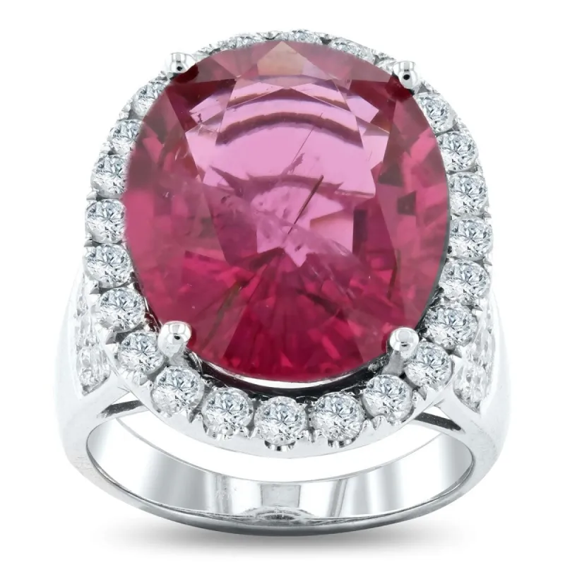 Auriya 14k White Gold Certified 12 3/8ct Pink Tourmaline and 2 1/10ct TDW Diamond Ring sold by Zulily
