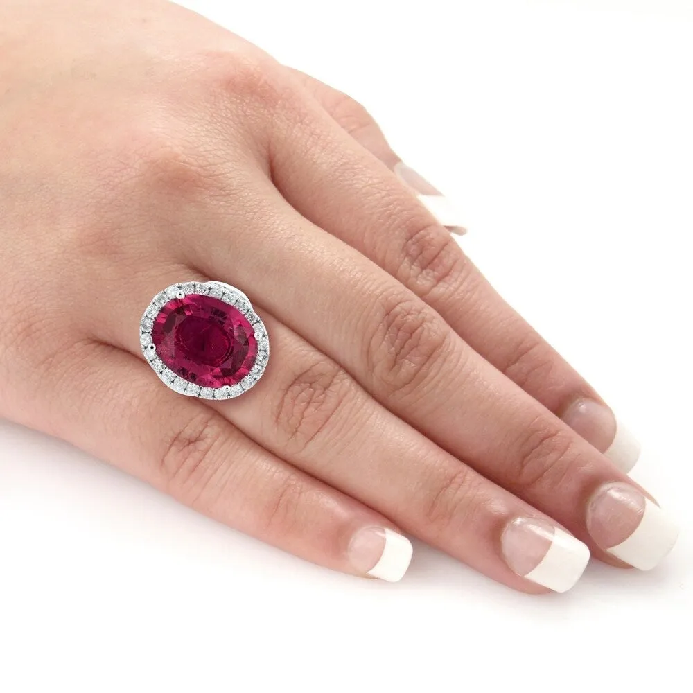Auriya 14k White Gold Certified 12 3/8ct Pink Tourmaline and 2 1/10ct TDW Diamond Ring sold by Zulily product image thumbnail 5