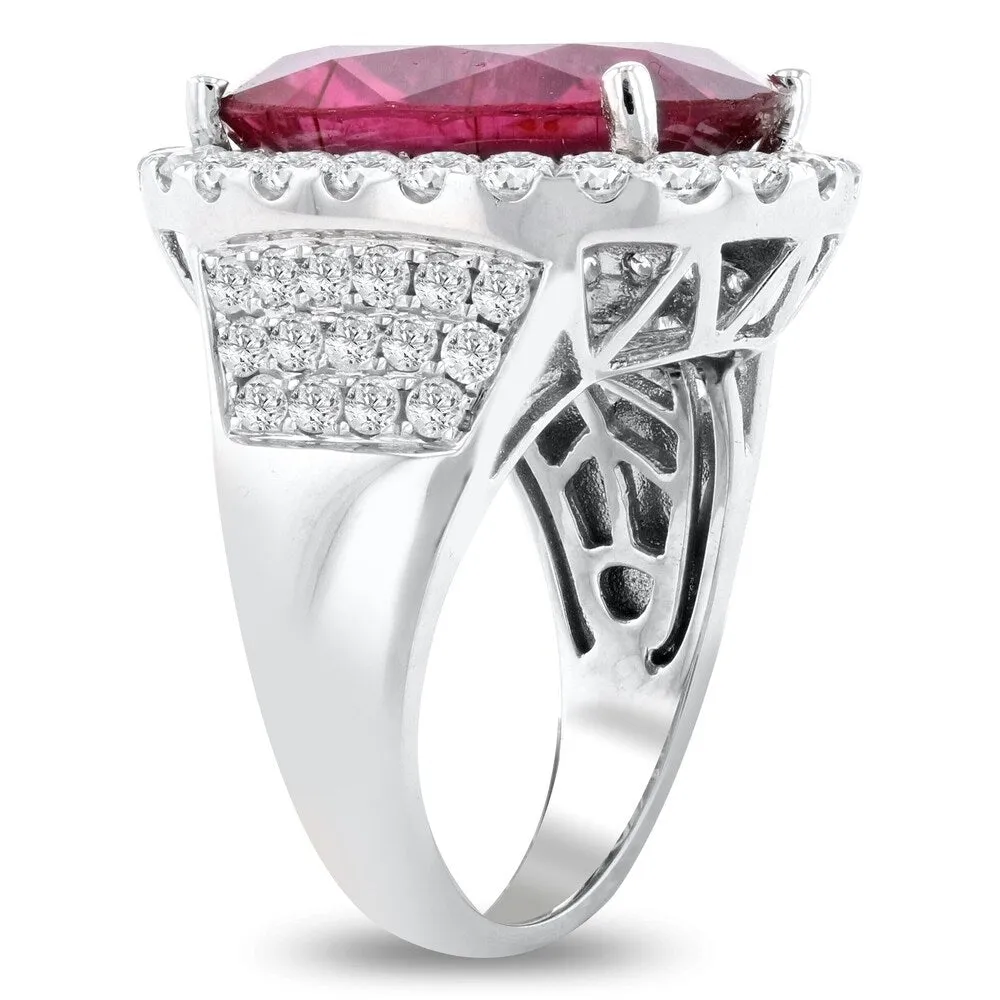 Auriya 14k White Gold Certified 12 3/8ct Pink Tourmaline and 2 1/10ct TDW Diamond Ring sold by Zulily product image thumbnail 3