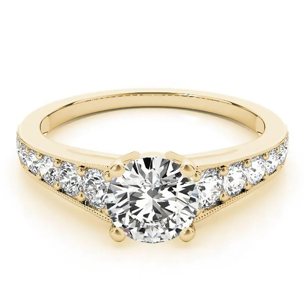 Auriya 14k Gold 4ct Round Moissanite and 3/8ctw Diamond Engagement Ring sold by Zulily product image thumbnail 2