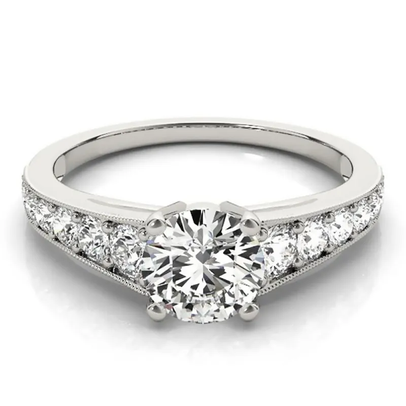 Auriya 14k Gold 4ct Round Moissanite and 3/8ctw Diamond Engagement Ring sold by Zulily