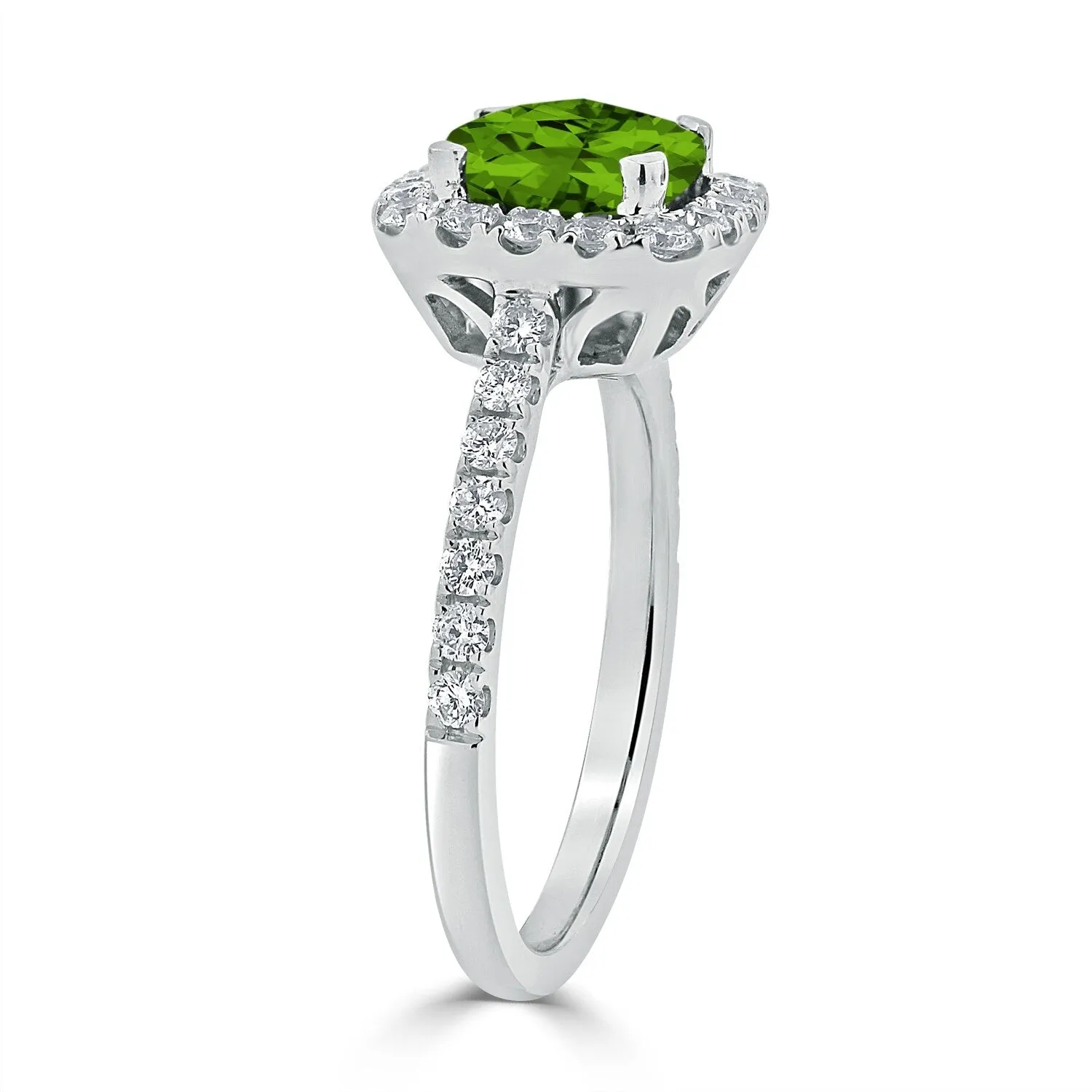 Auriya 1 3/8ct Cushion-cut Peridot and Halo Diamond Engagement Ring 1/2cttw 14k Gold sold by Zulily product image thumbnail 5