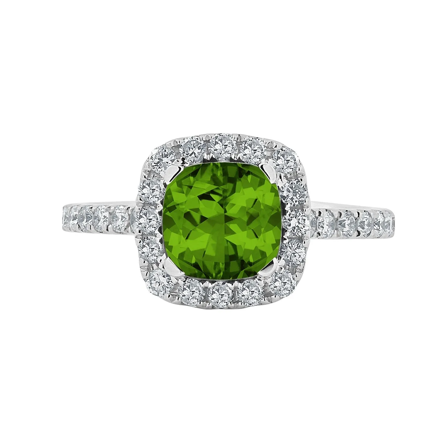 Auriya 1 3/8ct Cushion-cut Peridot and Halo Diamond Engagement Ring 1/2cttw 14k Gold sold by Zulily product image thumbnail 3