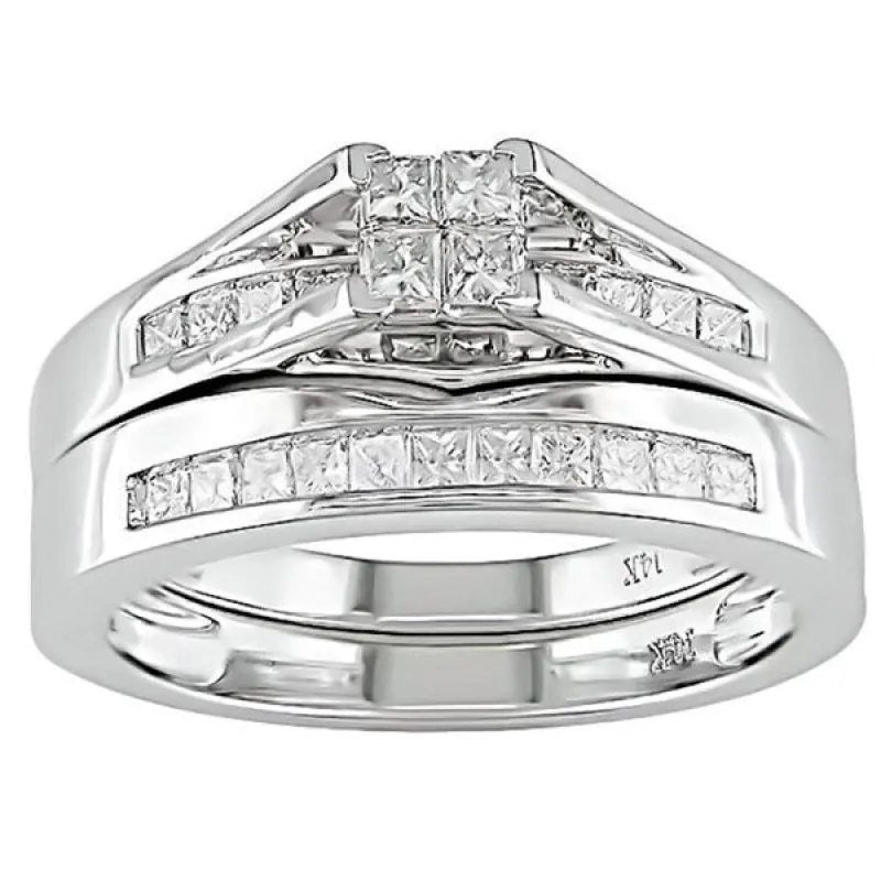 Miadora 14k White Gold 1/2ct TDW Diamond Bridal Ring Set sold by Zulily