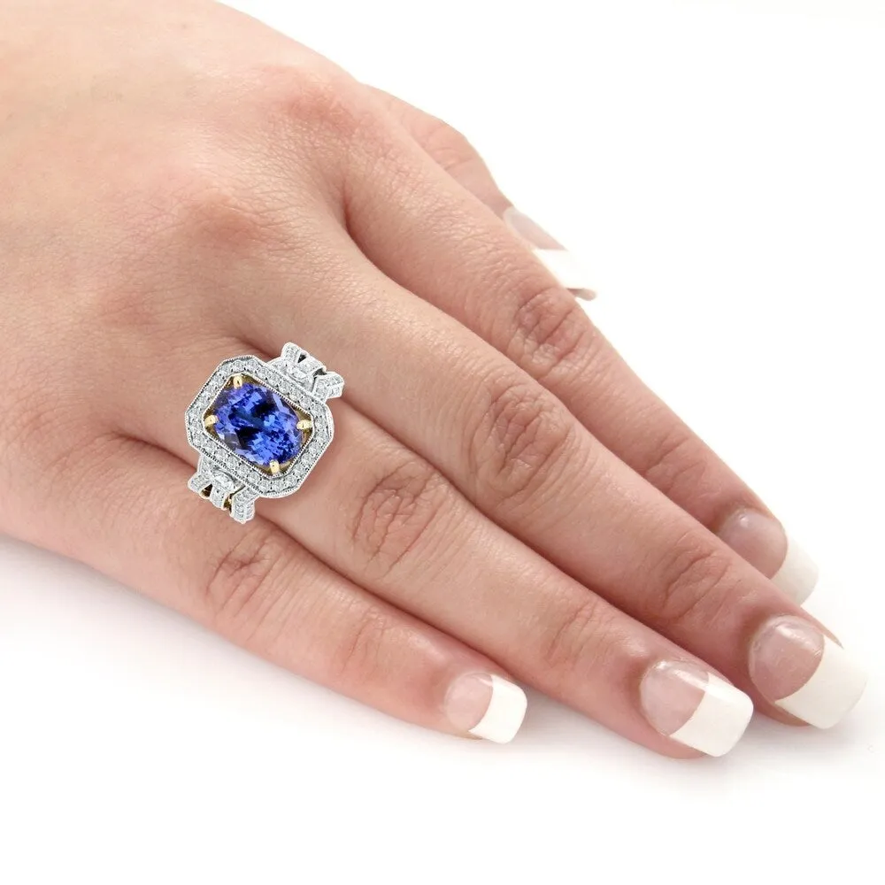Auriya 14k Two Tone Gold 4 1/3ct Tanzanite and 2 1/8ct TDW Diamond Ring sold by Zulily product image thumbnail 5