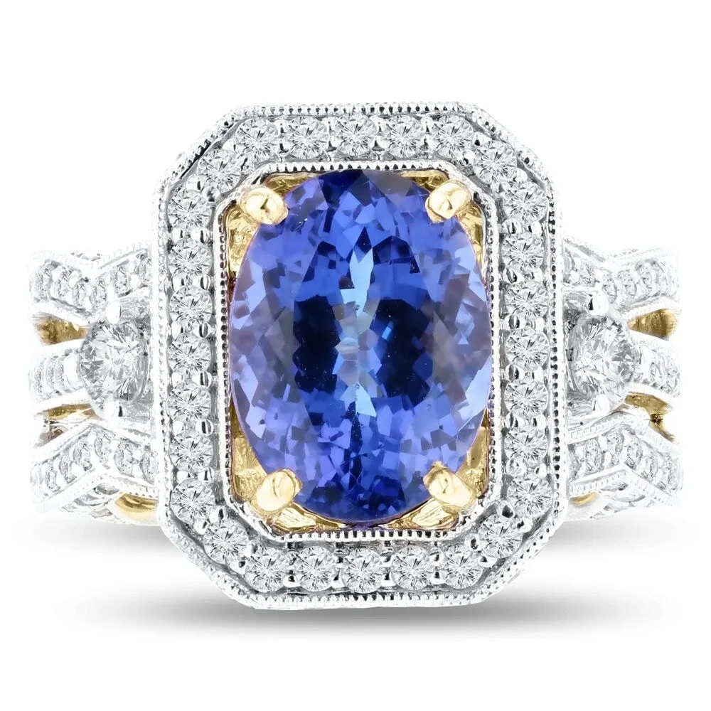 Auriya 14k Two Tone Gold 4 1/3ct Tanzanite and 2 1/8ct TDW Diamond Ring sold by Zulily product image thumbnail 2
