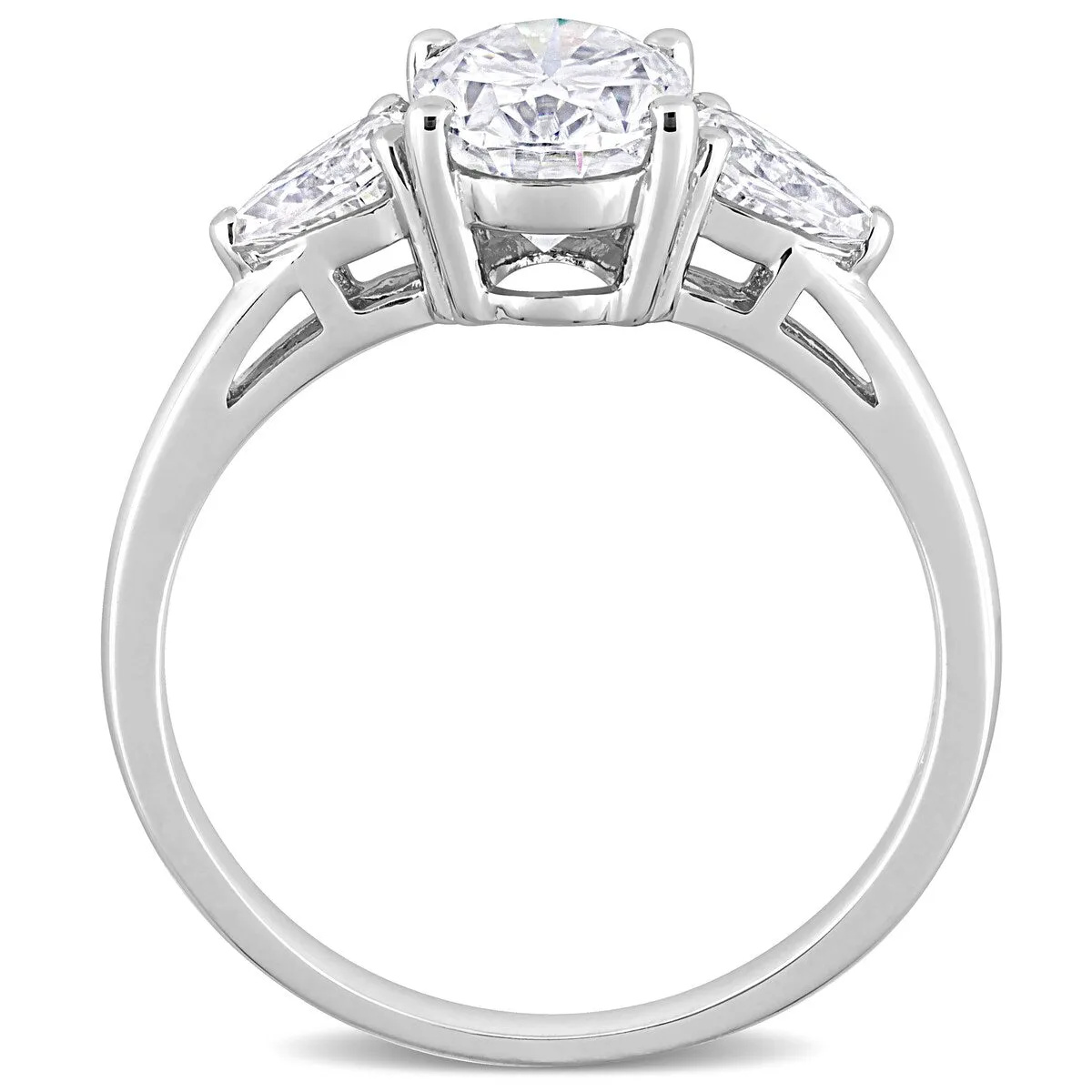 Miadora 1 3/4ct DEW Oval and Pear-cut Moissanite 3-Stone Engagement Ring in Sterling Silver sold by Zulily product image thumbnail 5