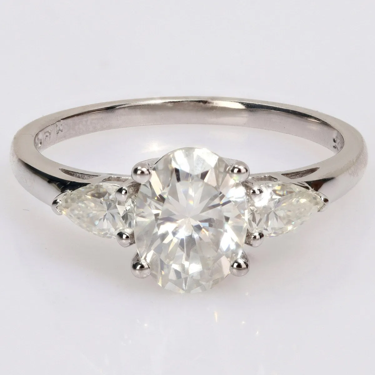 Miadora 1 3/4ct DEW Oval and Pear-cut Moissanite 3-Stone Engagement Ring in Sterling Silver sold by Zulily product image thumbnail 2