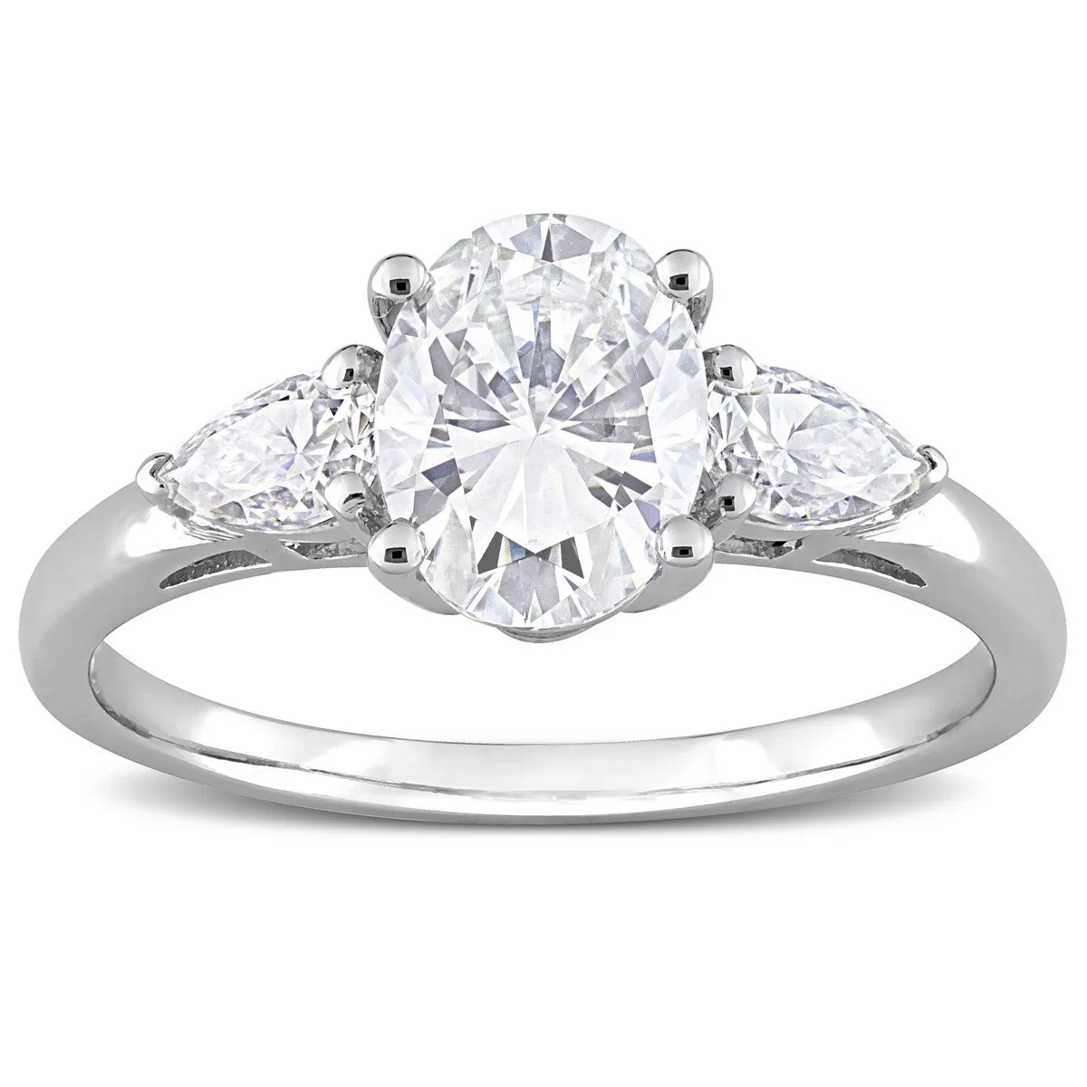 Miadora 1 3/4ct DEW Oval and Pear-cut Moissanite 3-Stone Engagement Ring in Sterling Silver sold by Zulily product image thumbnail 3