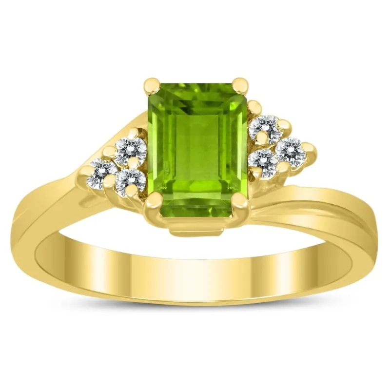 7X5MM Peridot and Diamond Twist Ring in 10K Yellow Gold sold by Zulily