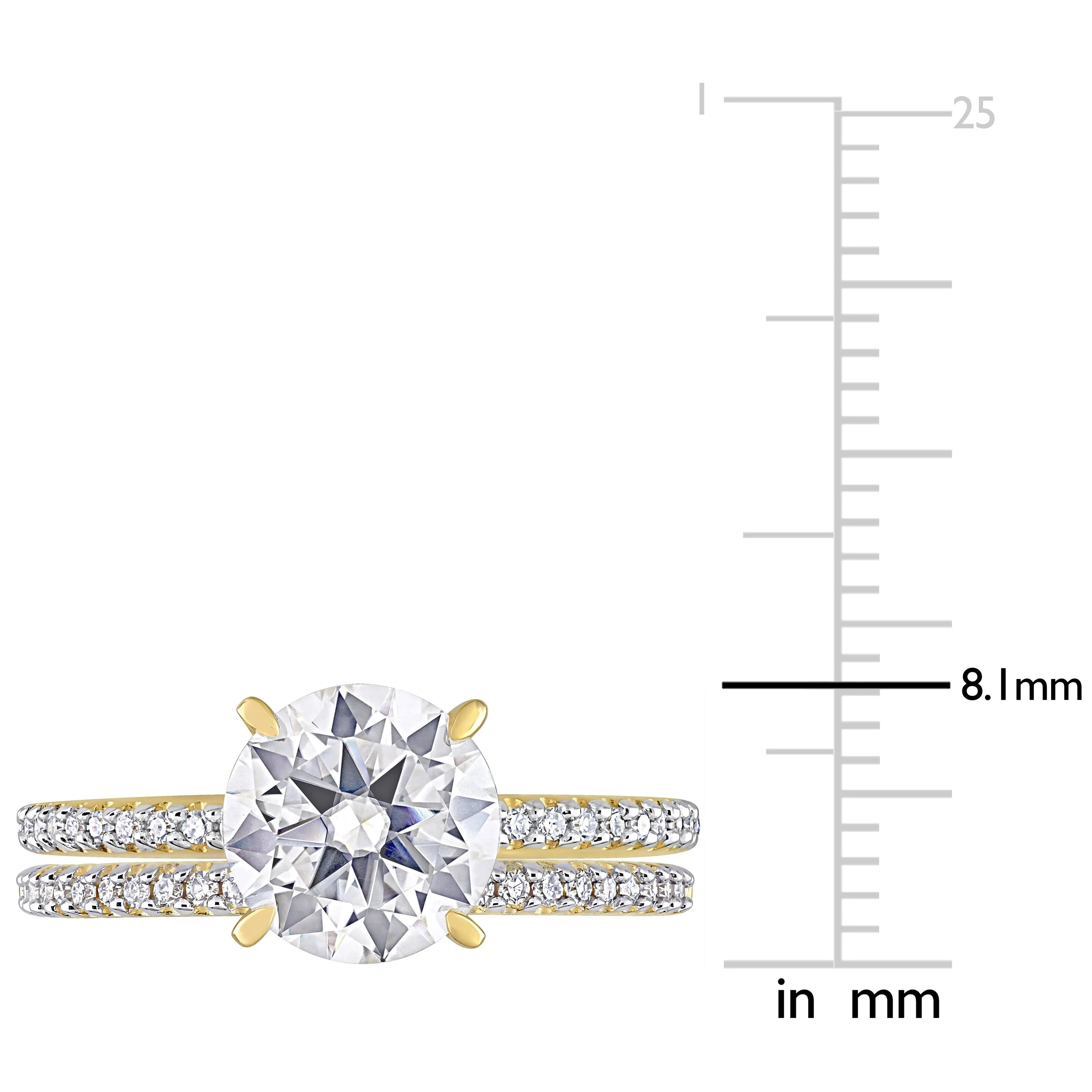 Miadora 1 4/5ct DEW Created Moissanite and 1/4ct TW Diamond Bridal Set in 14k Yellow Gold sold by Zulily product image thumbnail 3