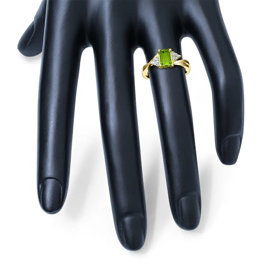 7X5MM Peridot and Diamond Twist Ring in 10K Yellow Gold sold by Zulily product image thumbnail 3
