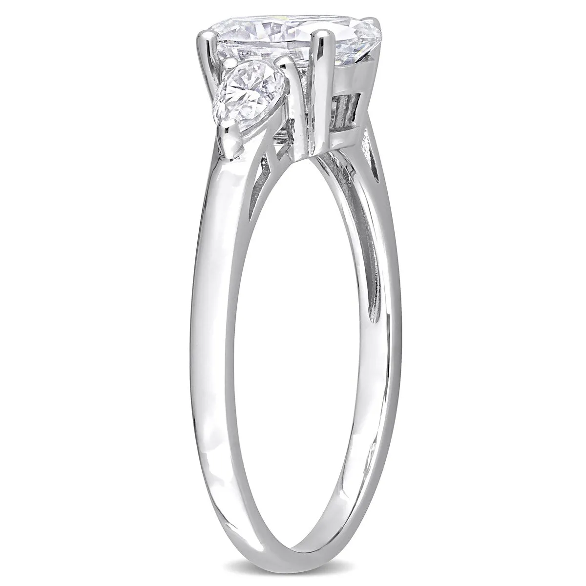 Miadora 1 3/4ct DEW Oval and Pear-cut Moissanite 3-Stone Engagement Ring in Sterling Silver sold by Zulily product image thumbnail 4