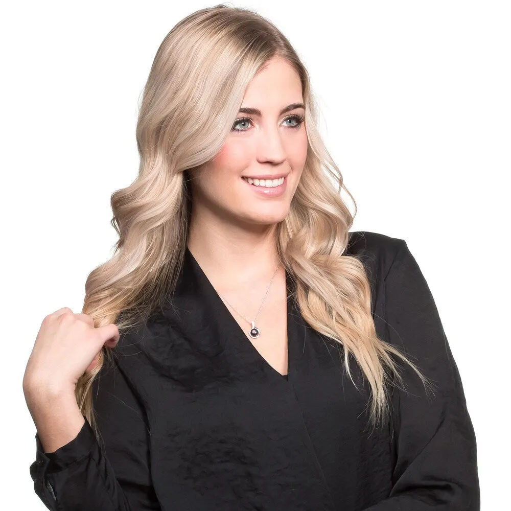 Miadora Sterling Silver Black or Pink Freshwater Pearl and Diamond Necklace (9-10 mm) sold by Zulily product image thumbnail 3