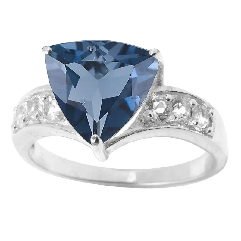 Sterling Silver with Natural London Blue Topaz and White Topaz Trillion Ring sold by Zulily
