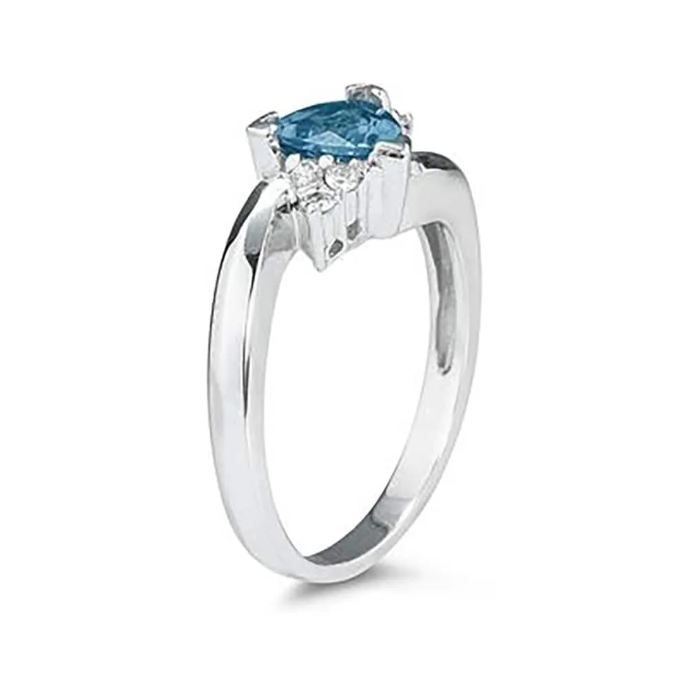 3/4 Carat Trillion Cut Blue Topaz and Diamond Ring in 14K White Gold sold by Zulily product image thumbnail 2
