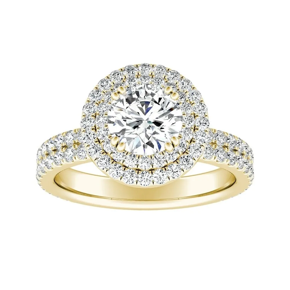 Auriya 14k Gold 1/2ct Moissanite Double Halo Diamond Engagement Ring 9/10ctw sold by Zulily product image thumbnail 2