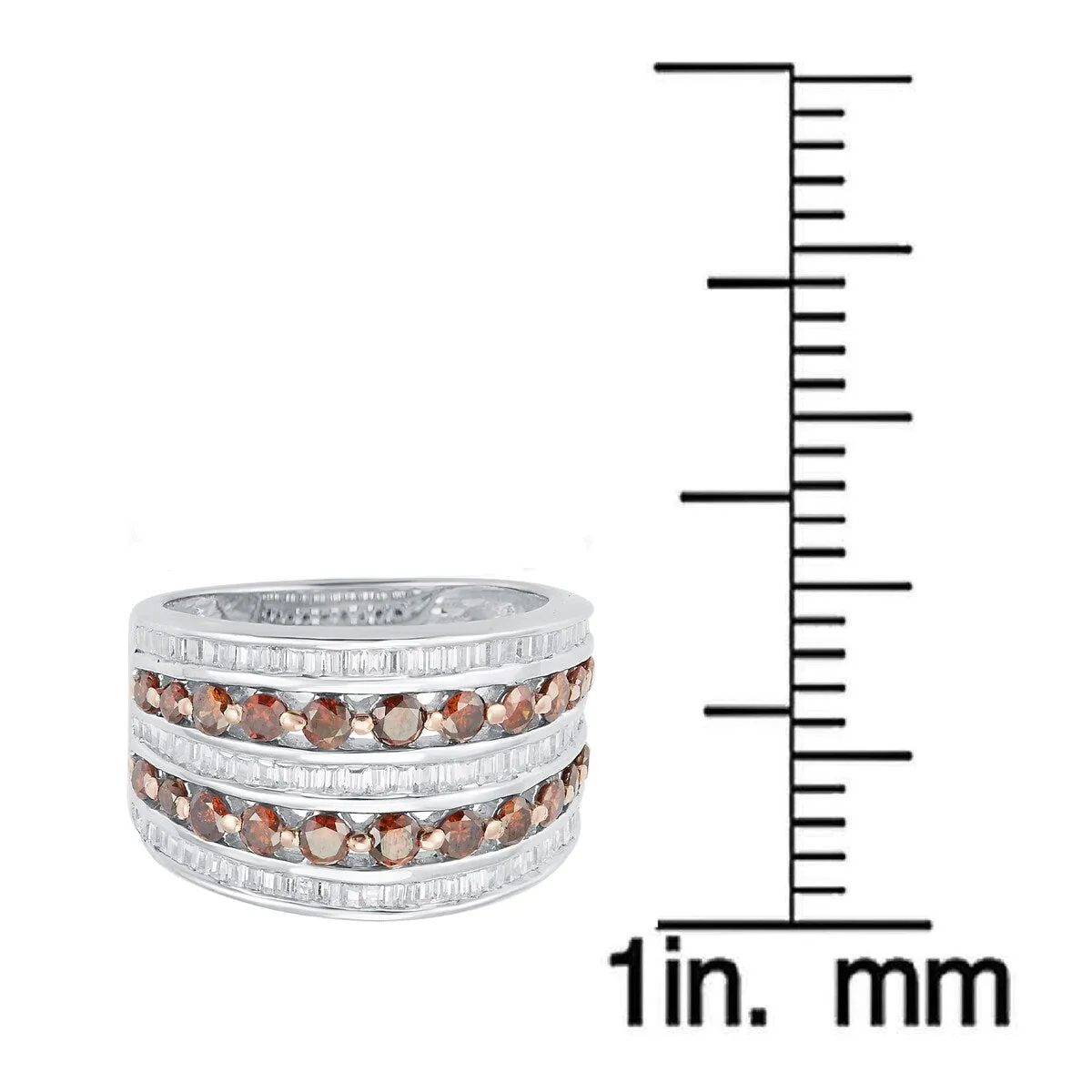 Sterling Silver Natural Red Diamond and White Diamond Wide Band Ring sold by Zulily product image thumbnail 3
