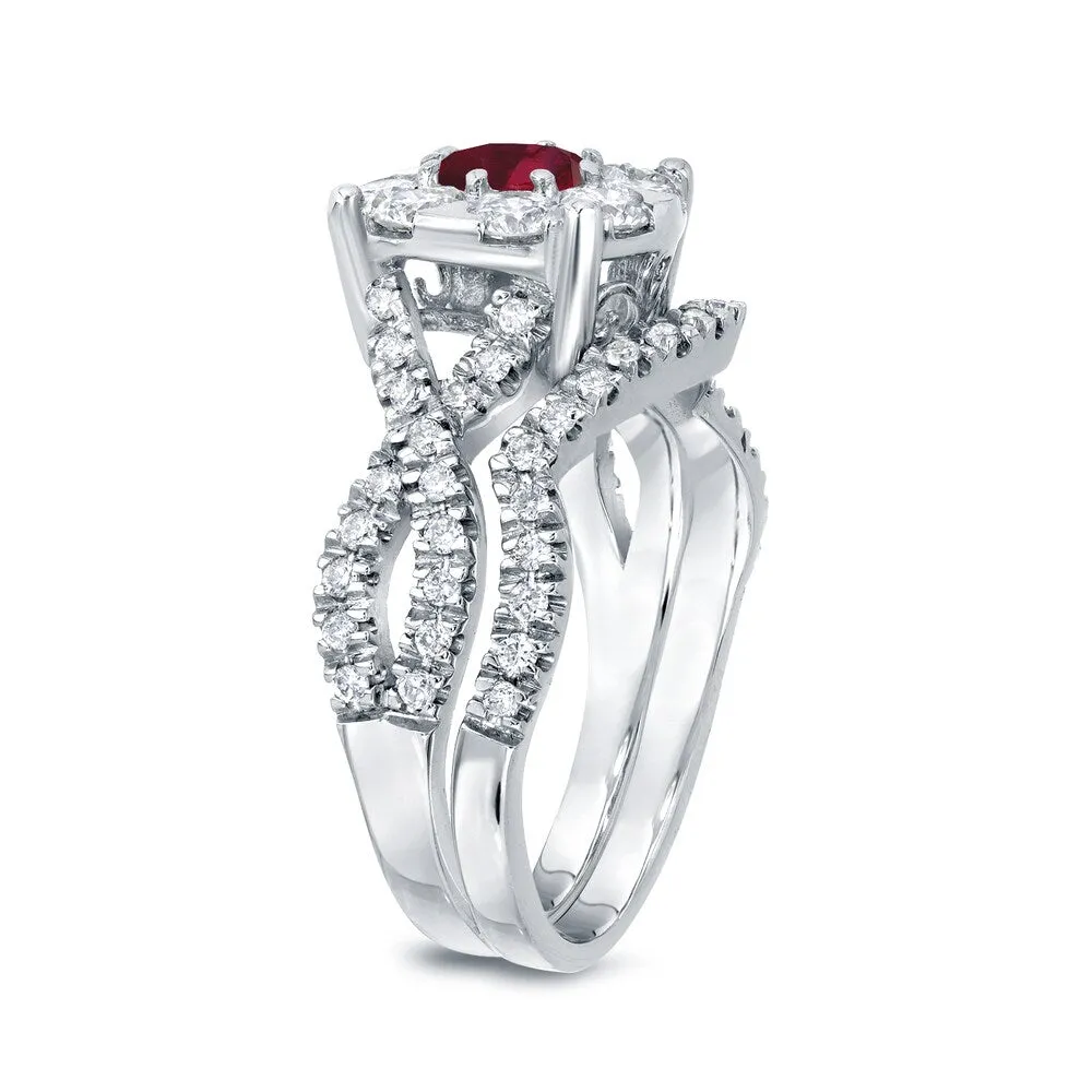 14k Gold 1/3ct Ruby and 7/8ct TDW Diamond Braided Infinity Engagement Ring Set by Auriya sold by Zulily product image thumbnail 5