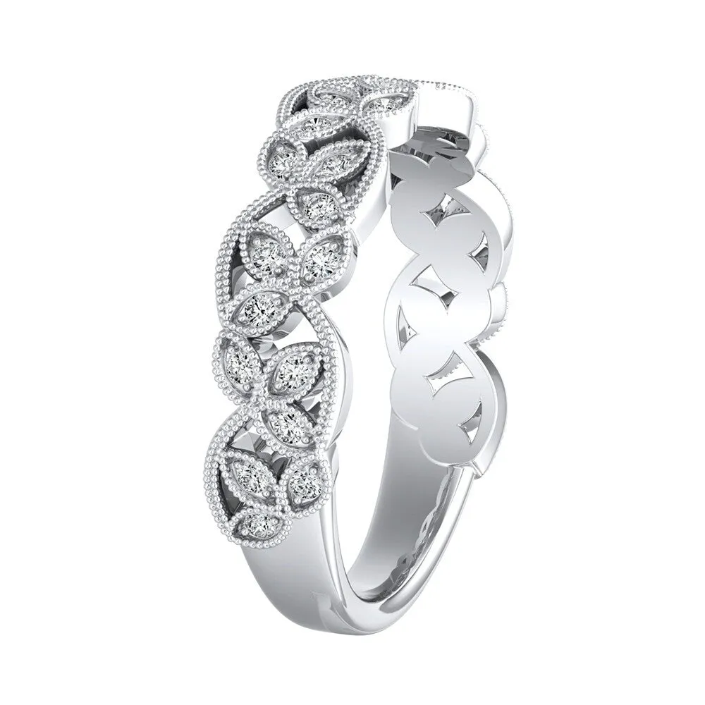 Auriya Floral Vintage 1/8ctw Diamond Wedding Band 18K Gold sold by Zulily product image thumbnail 3