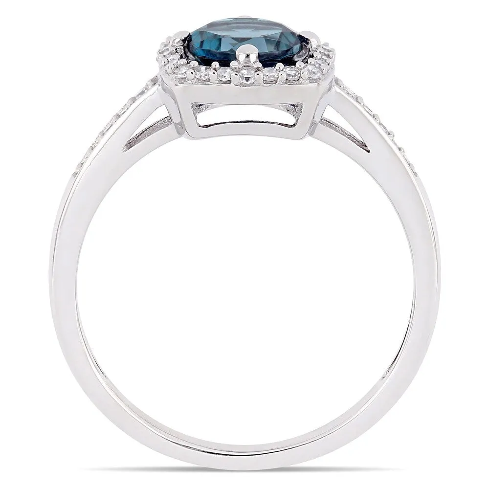 Miadora 10k White Gold Sky Blue Topaz and 1/7ct TDW Diamond Floating Square Halo Engagement Ring sold by Zulily product image thumbnail 4