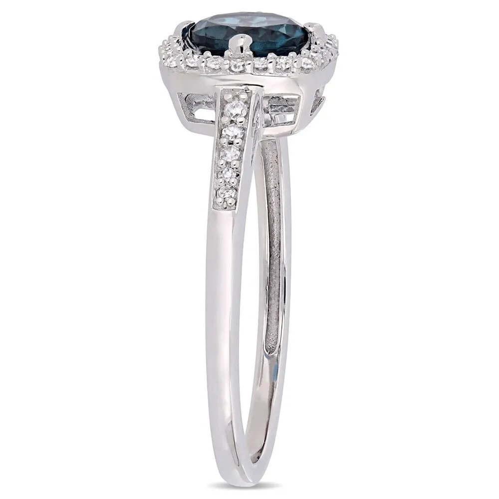 Miadora 10k White Gold Sky Blue Topaz and 1/7ct TDW Diamond Floating Square Halo Engagement Ring sold by Zulily product image thumbnail 2